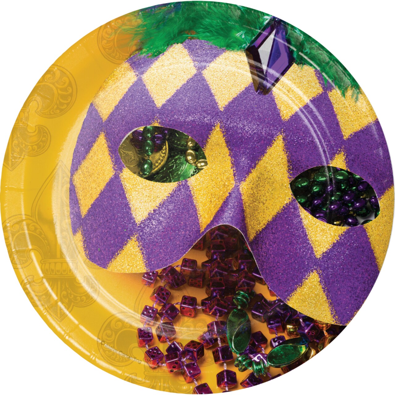 Party Central Masks of Mardi Gras Disposable Party Plates - 6.75" - Club Pack of 96